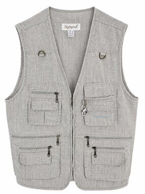OlympinA Utility Vest Mens Medium Beige Fishing Safari Travel Cargo Vest